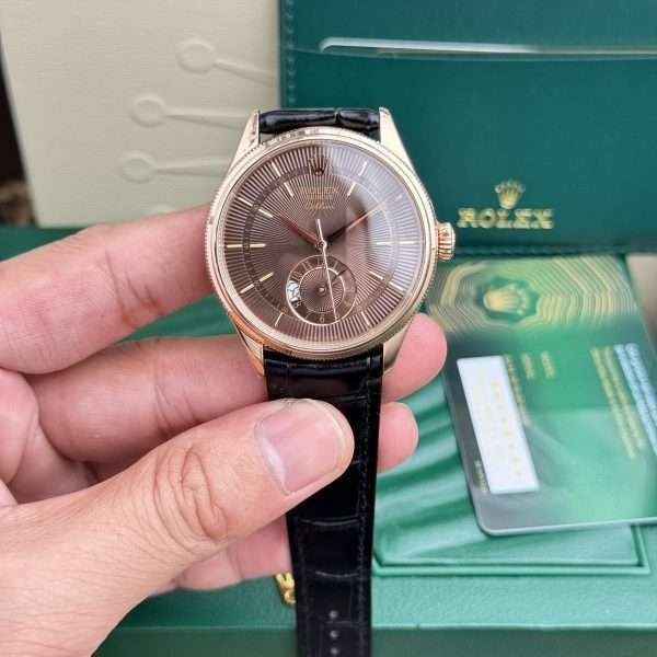 Rolex Cellini 50525 Chocolate Dial Black Leather Strap 1:1 39mm - Image 3