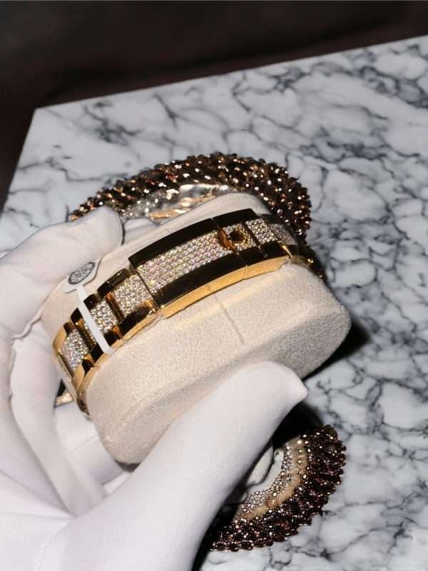 Rolex 18K Gold Plated Moissanite Diamond Replica 11 40mm - Image 3