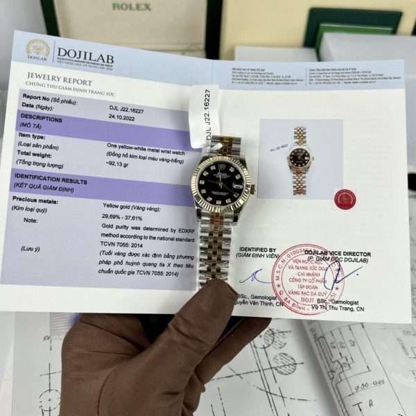 Rolex DateJust Women's Genuine Gold Plated Black Dial GM Factory 31mm