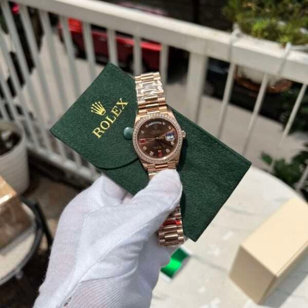 Rolex Replica 1:1 Watch Day-Date Chocolate Dial With Diamonds EW Factory 36mm