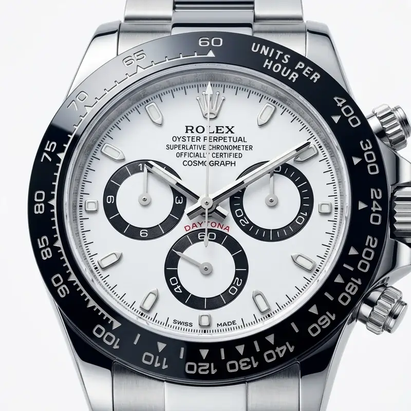 Premium 1:1 Swiss Rolex Daytona Panda super clone watch with white dial and black ceramic bezel by SuperLuxuryRep